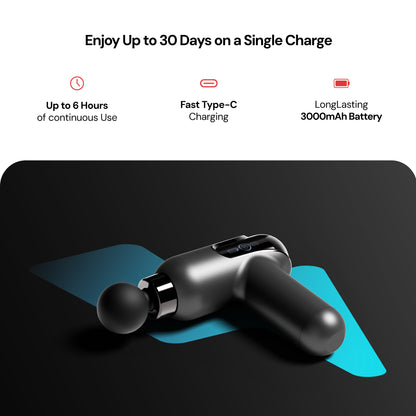 NEXTUP Pulse Cordless Percussion Massage Gun, Deep Tissue Massager, 9 Speed Levels, 4 Heads, 30W Motor, Whisper Quiet Under 45dB, 6 Hour Battery, Lightweight, Muscle and Back Pain Relief