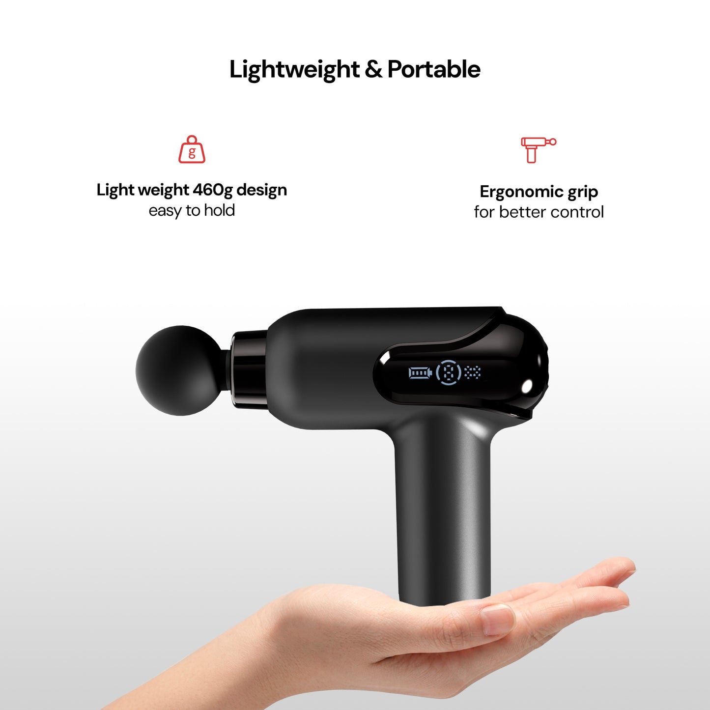 NEXTUP Pulse Cordless Percussion Massage Gun, Deep Tissue Massager, 9 Speed Levels, 4 Heads, 30W Motor, Whisper Quiet Under 45dB, 6 Hour Battery, Lightweight, Muscle and Back Pain Relief
