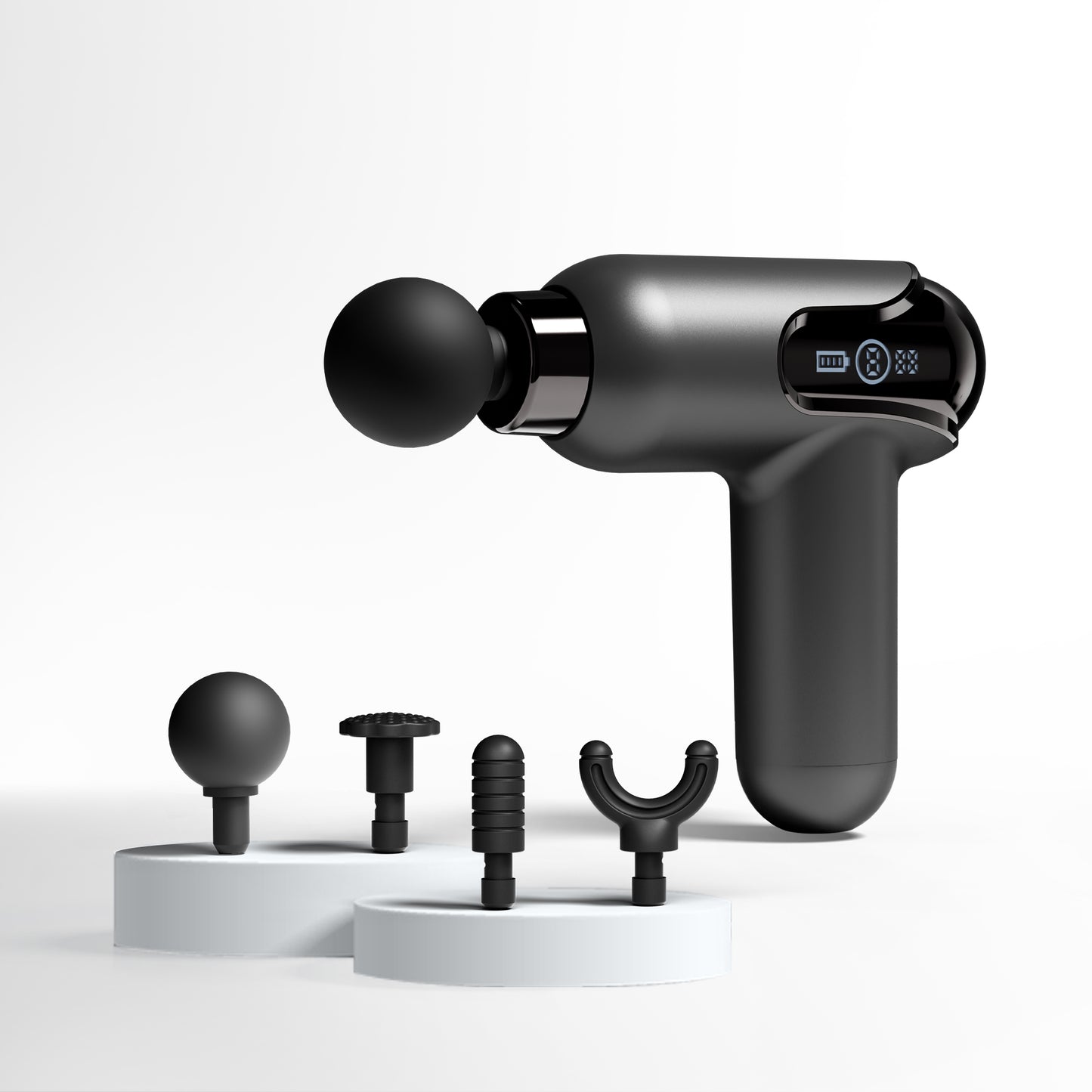NEXTUP Pulse Cordless Percussion Massage Gun, Deep Tissue Massager, 9 Speed Levels, 4 Heads, 30W Motor, Whisper Quiet Under 45dB, 6 Hour Battery, Lightweight, Muscle and Back Pain Relief